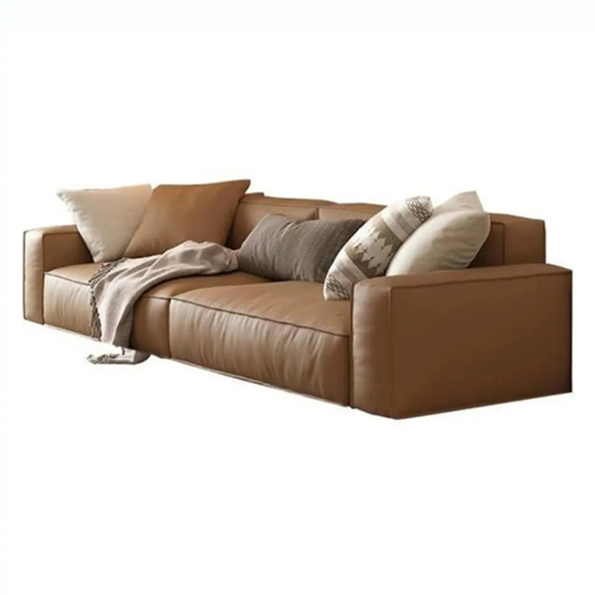 Living Room Brown Leather Wood Frame Loveseat with Arms Image - 5