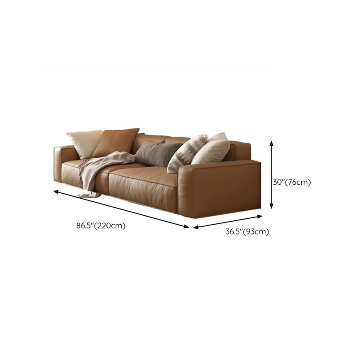 Living Room Brown Leather Wood Frame Loveseat with Arms 