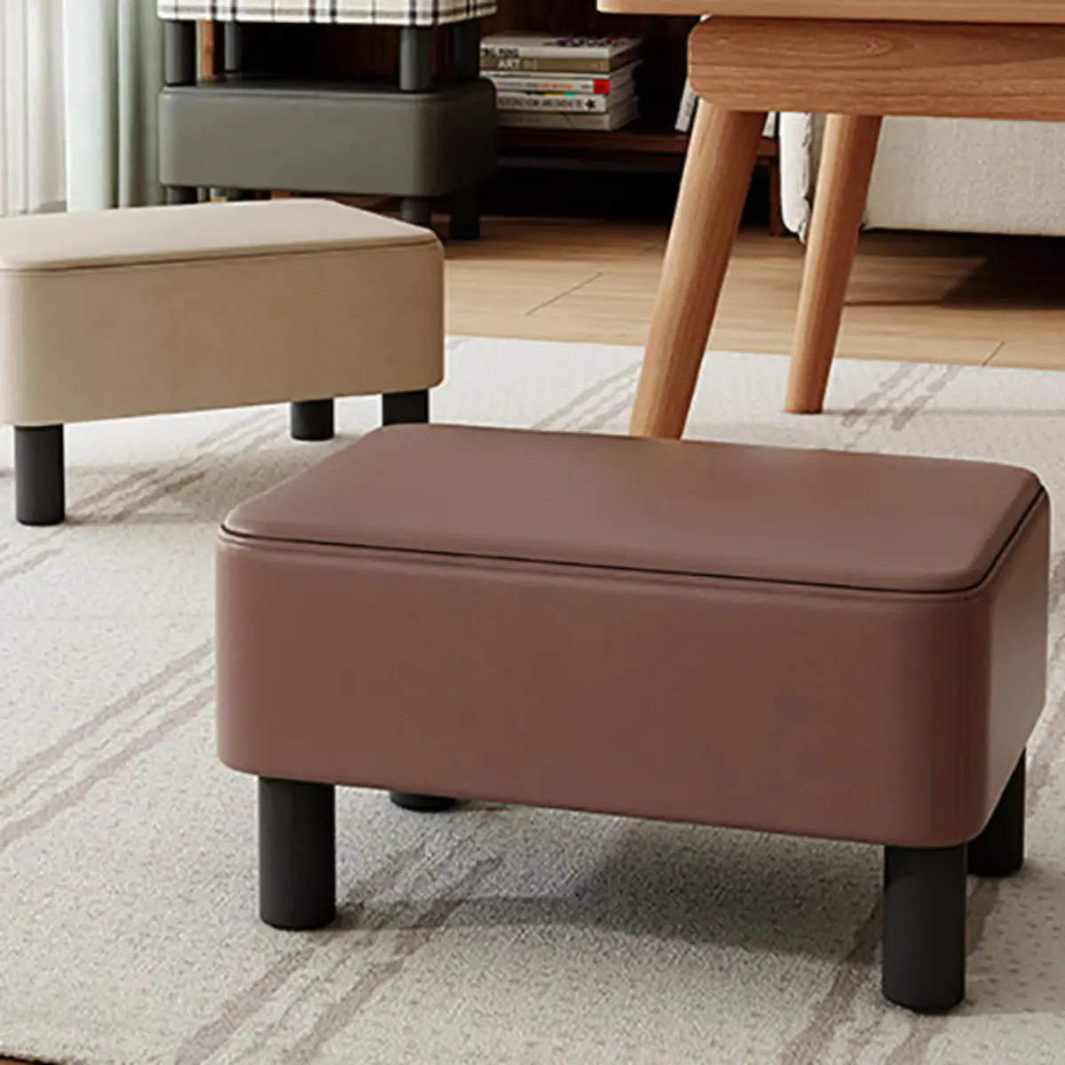 Living Room Brown Rectangle Sponge Medium Ottomans Image - 8