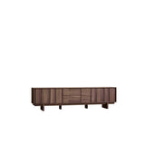 Living Room Brown Wood Drawers Rectangle TV Stand Image - 5