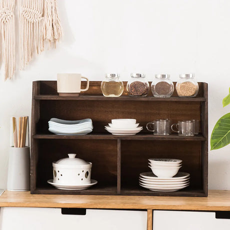 Living Room Brown Wood Small Storage China Cabinet Image - 1