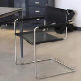 Living Room Cantilever Open Metal Arm Dining Chair Black Image - 3