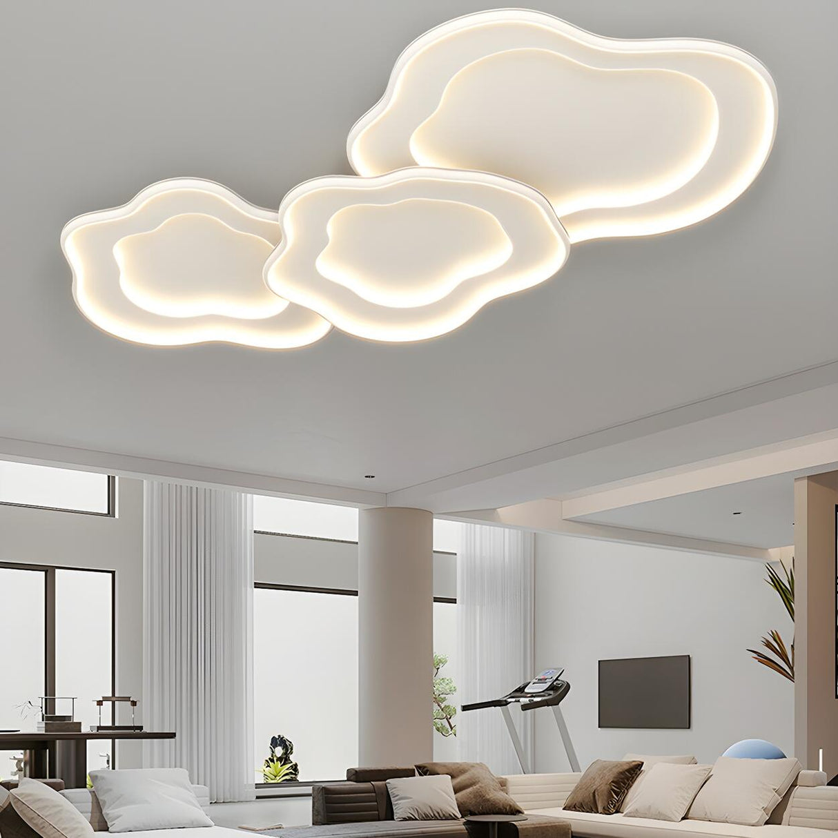 Living Room Chrome Cloud LED Flush Mount Light 3 Lights Image - 3