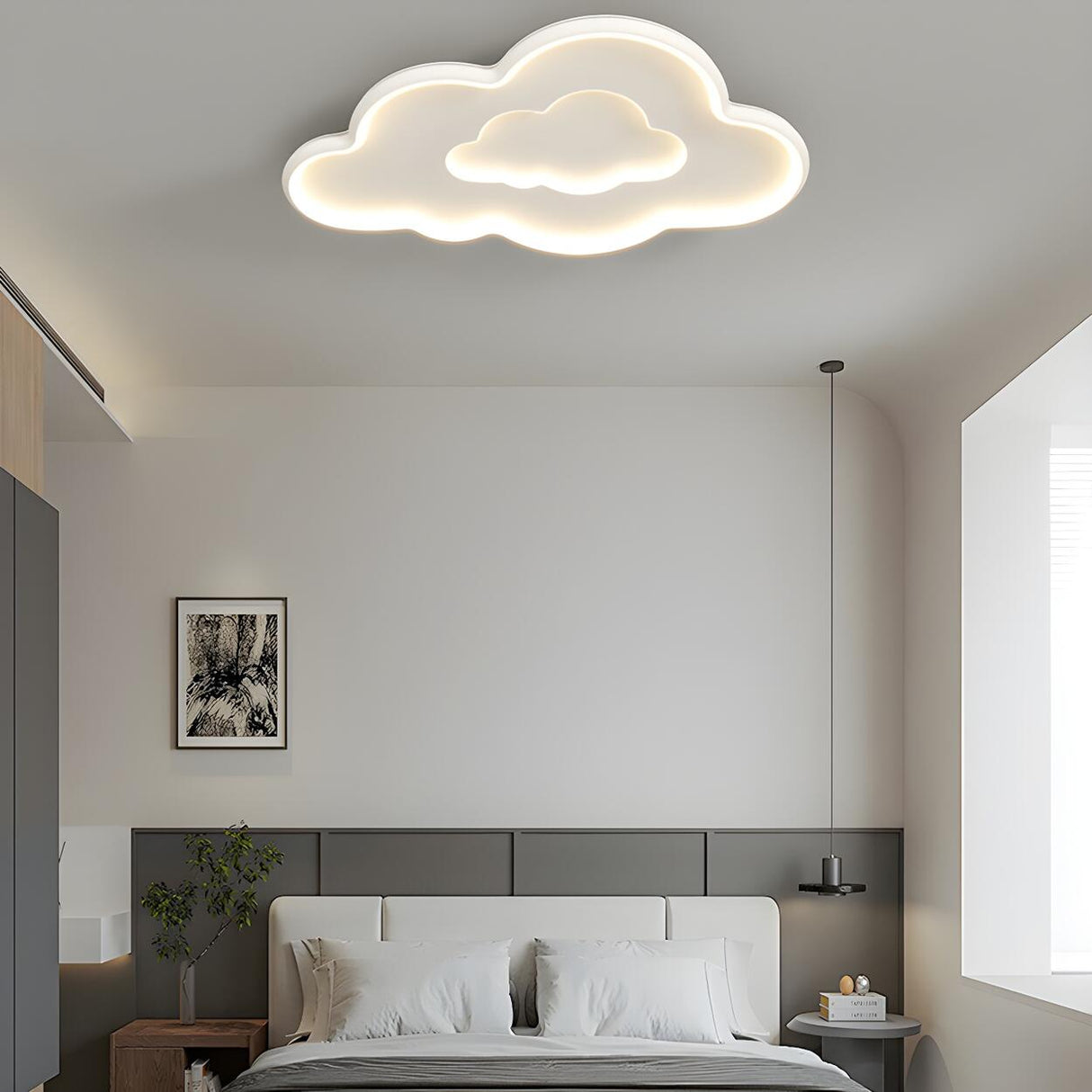 Living Room Chrome Cloud LED Flush Mount Light 3 Lights Image - 8