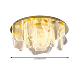 Living Room Circle Gold Frosted LED Flush Mount Light Image - 13