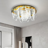 Living Room Circle Gold Frosted LED Flush Mount Light Image - 5