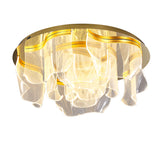 Living Room Circle Gold Frosted LED Flush Mount Light Image - 6