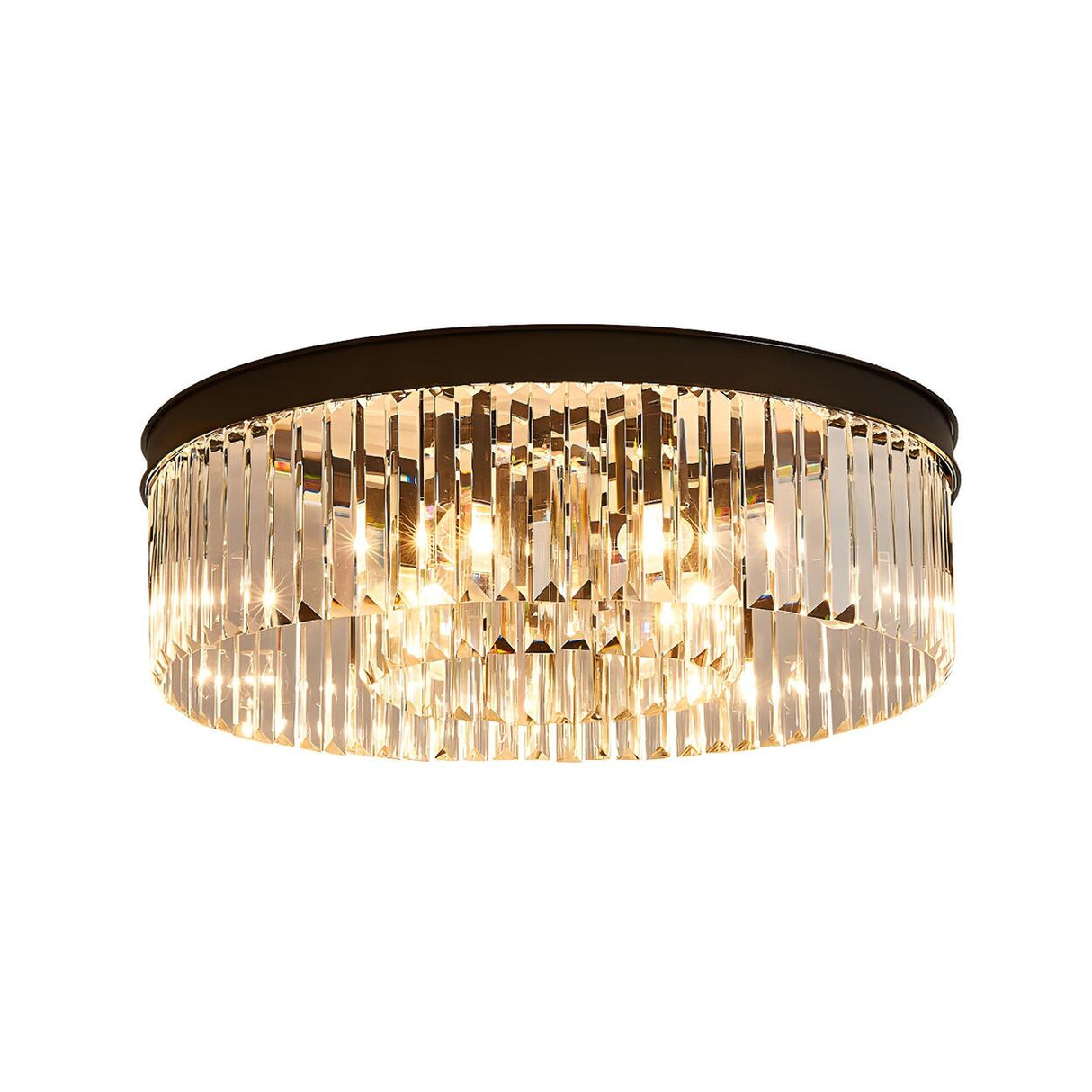 Living Room Circle Layer Crystal Prism Flush Mount Lamp Image - 7