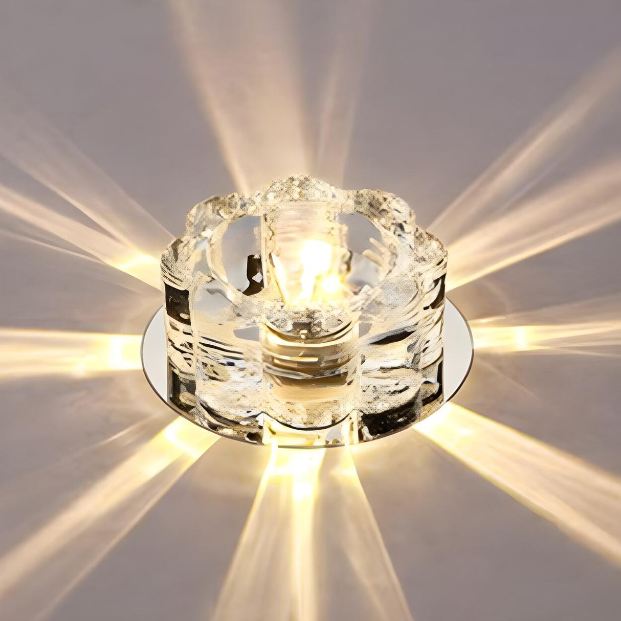 Living Room Clear Crystal Floral LED Flush Mount Light Image - 2