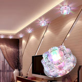 Living Room Clear Crystal Floral LED Flush Mount Light Image - 3