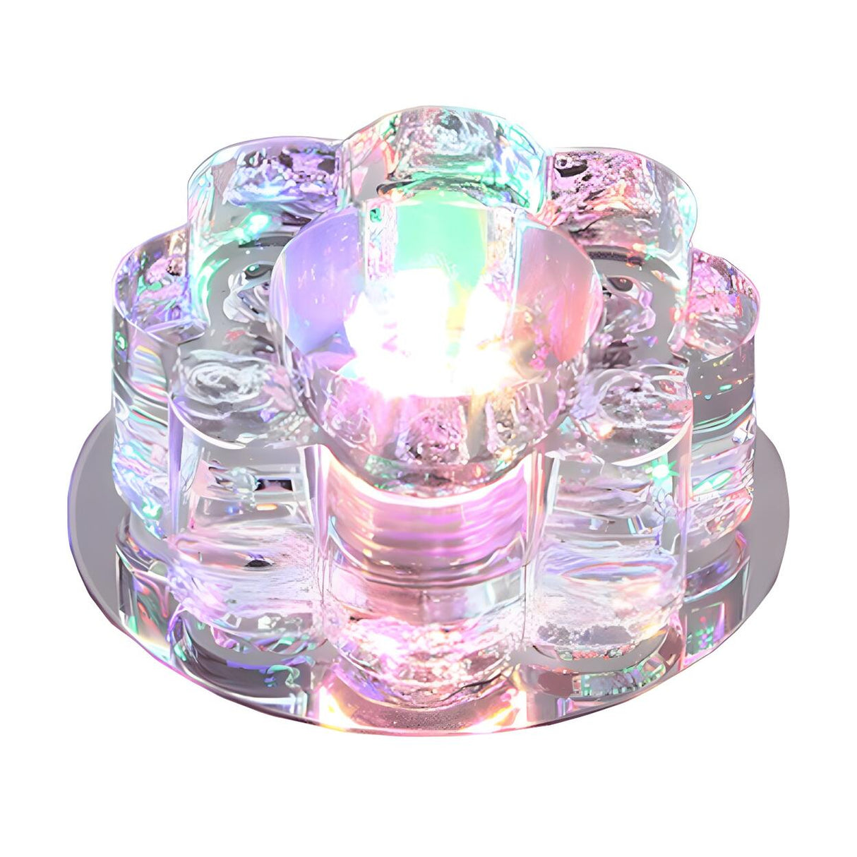 Living Room Clear Crystal Floral LED Flush Mount Light Image - 5