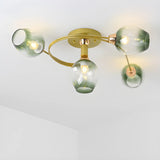 Living Room Clear Glass Swirl Semi-Flush Mount Light Image - 12