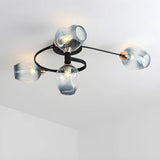 Living Room Clear Glass Swirl Semi-Flush Mount Light Image - 2