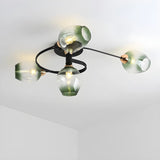 Living Room Clear Glass Swirl Semi-Flush Mount Light Image - 4