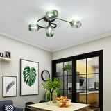 Living Room Clear Glass Swirl Semi-Flush Mount Light Image - 6