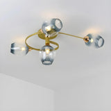 Living Room Clear Glass Swirl Semi-Flush Mount Light Image - 9