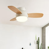 Living Room Colorful 3 Blade Wood Ceiling Fan Light Image - 2