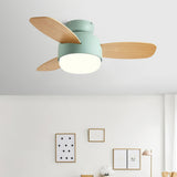 Living Room Colorful 3 Blade Wood Ceiling Fan Light Image - 4