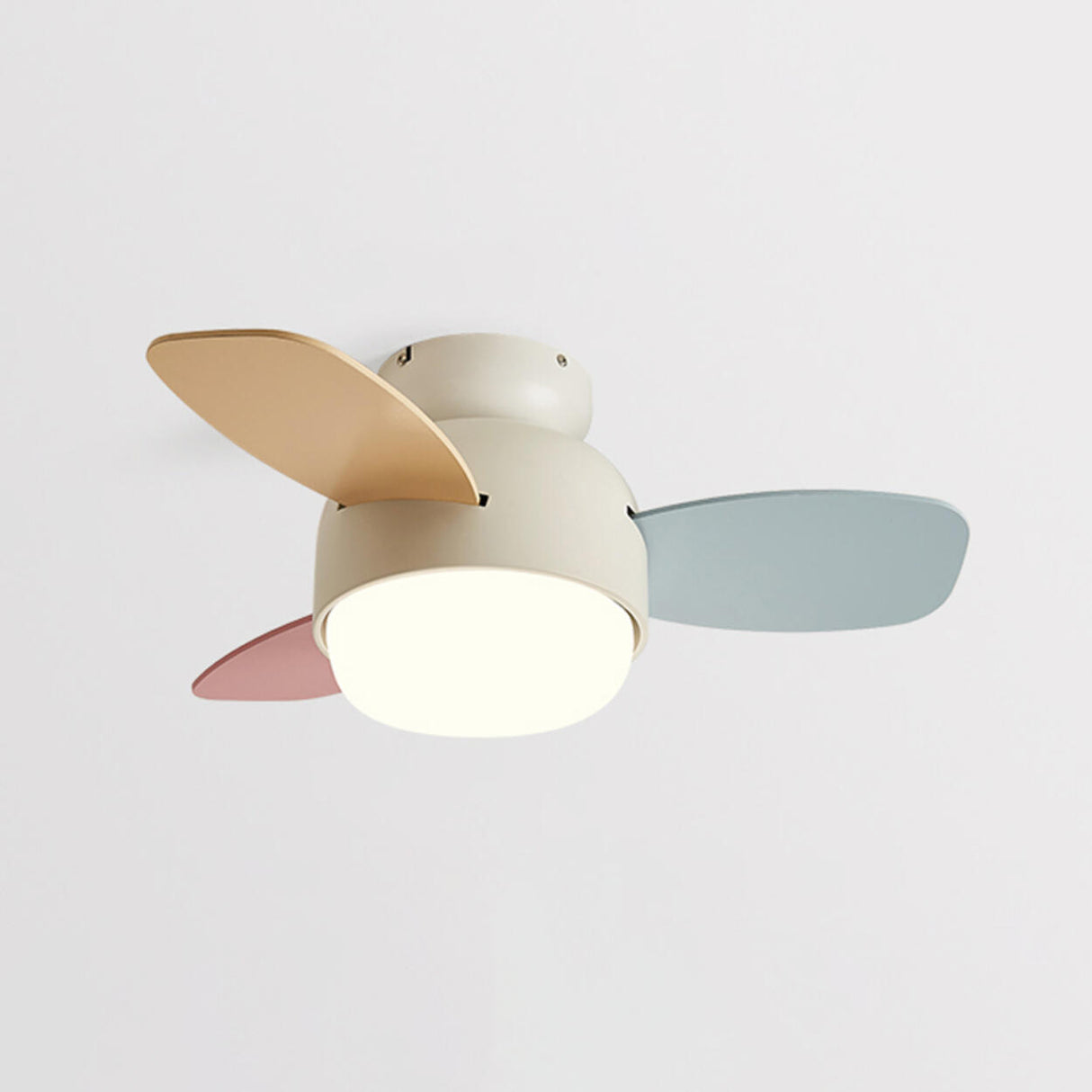 Living Room Colorful 3 Blade Wood Ceiling Fan Light Image - 5