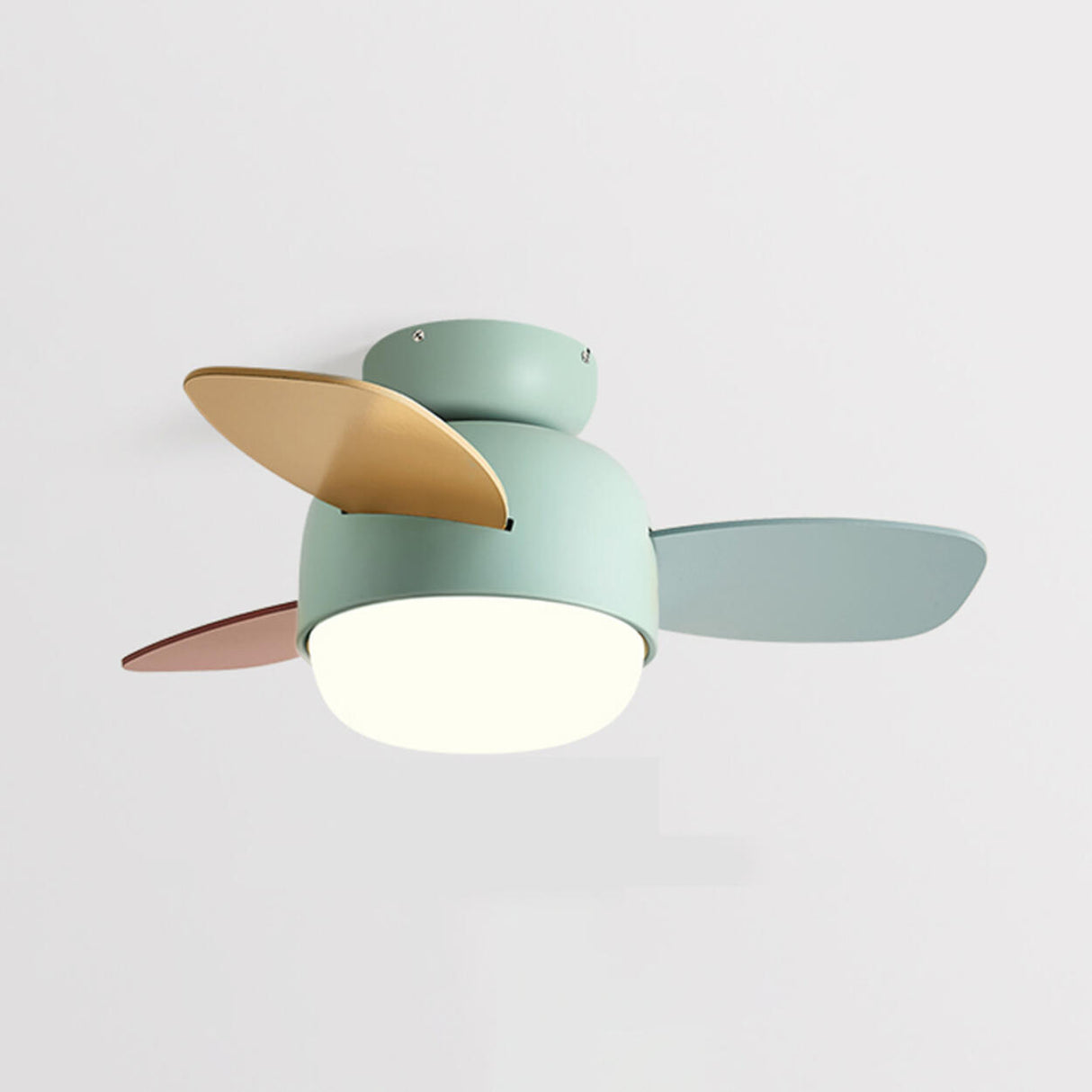 Living Room Colorful 3 Blade Wood Ceiling Fan Light Image - 7