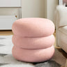 Living Room Cream Mini Round Sponge Pouf Sherpa Ottoman Image - 10