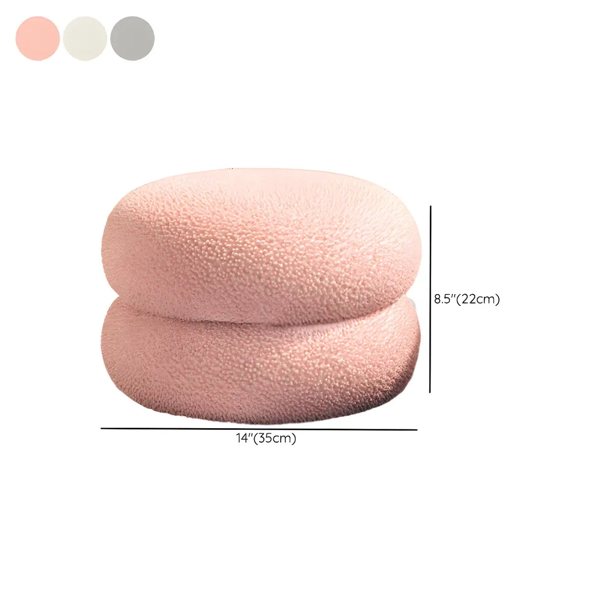 Living Room Cream Mini Round Sponge Pouf Sherpa Ottoman 