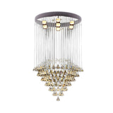 Living Room Crystal Falls Nickel Flush Mount Light Image - 5