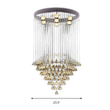 Living Room Crystal Falls Nickel Flush Mount Light #size