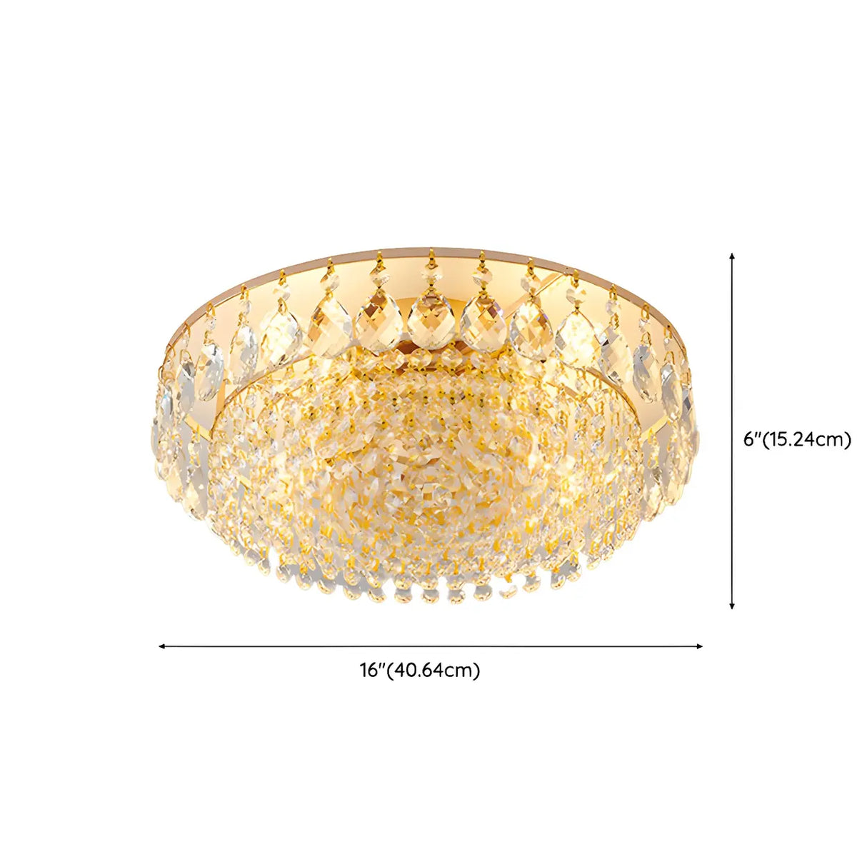 Living Room Crystal Layered Round Flush Mount Light 