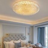 Living Room Crystal Layered Round Flush Mount Light Image - 3