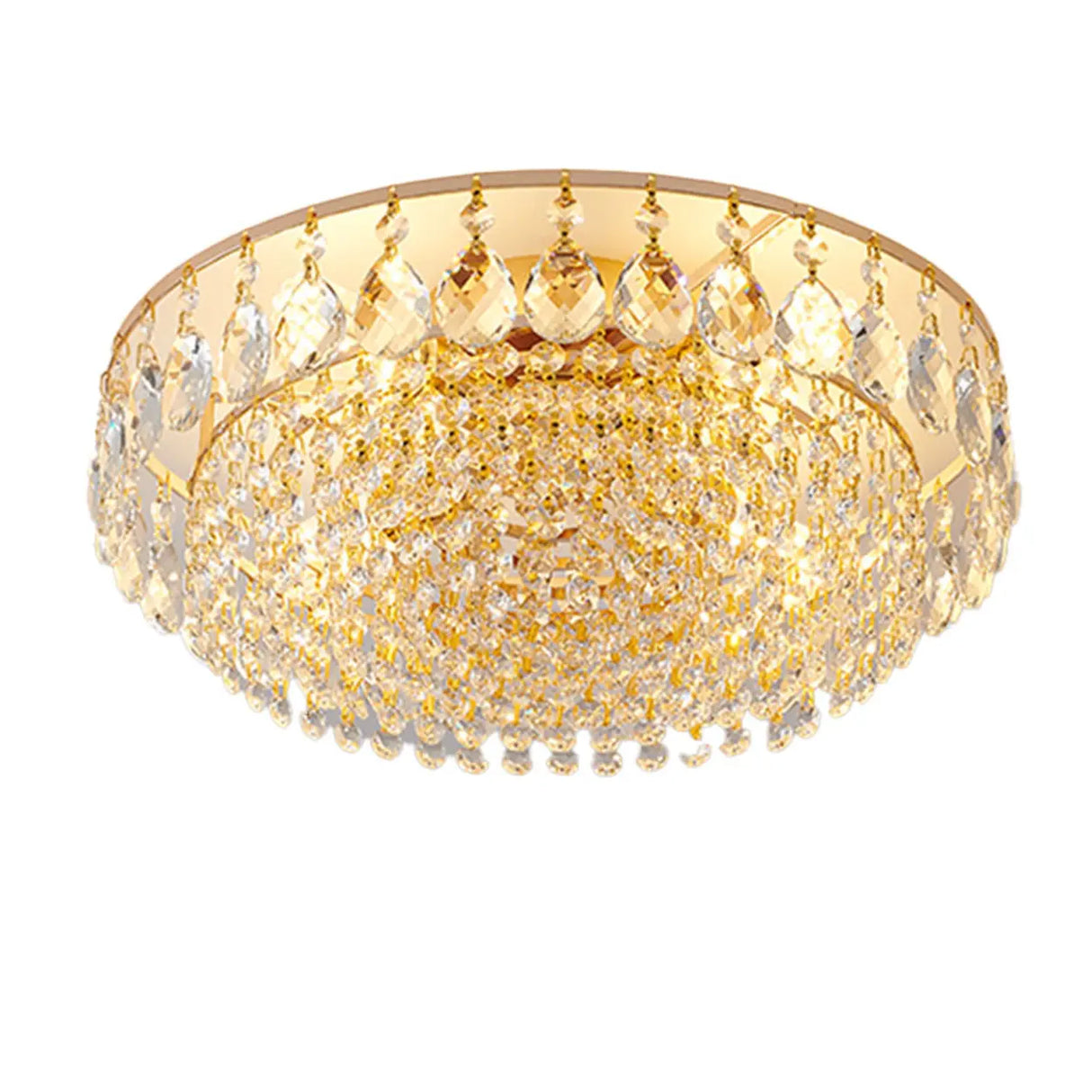 Living Room Crystal Layered Round Flush Mount Light Image - 7