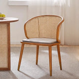 Living Room Curved Rattan Back Dining Chairs Brown Image - 10