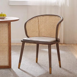 Living Room Curved Rattan Back Dining Chairs Brown Image - 12