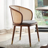 Living Room Curved Rattan Back Dining Chairs Brown Image - 3