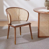 Living Room Curved Rattan Back Dining Chairs Brown Image - 5