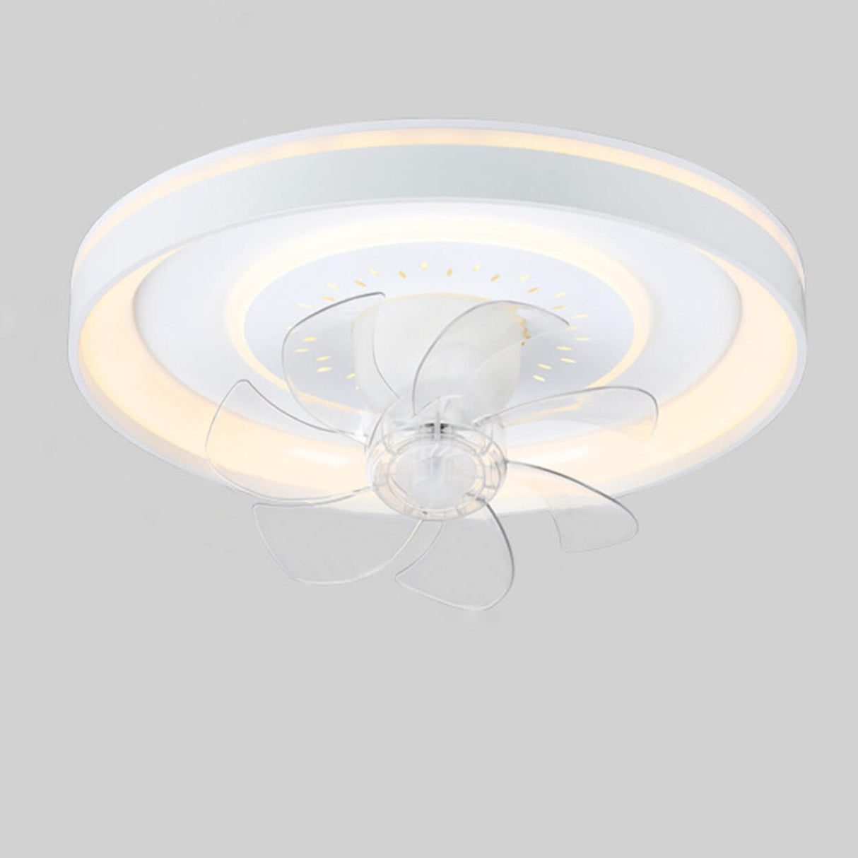 Living Room Dimming Simple Round LED Ceiling Fan Light Image - 14