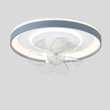 Living Room Dimming Simple Round LED Ceiling Fan Light Image - 2