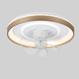 Living Room Dimming Simple Round LED Ceiling Fan Light Image - 4