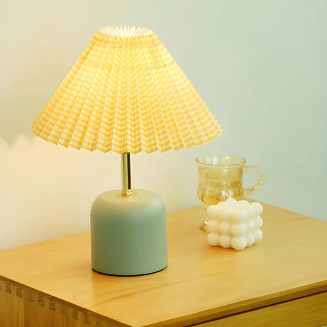 Living Room Elegant Cone Fabric Ceramic Table Lamp Image - 1