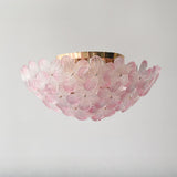 Living Room Elegant Flower Glass Flush Mount Light Image - 13