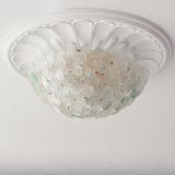 Living Room Elegant Flower Glass Flush Mount Light Image - 16