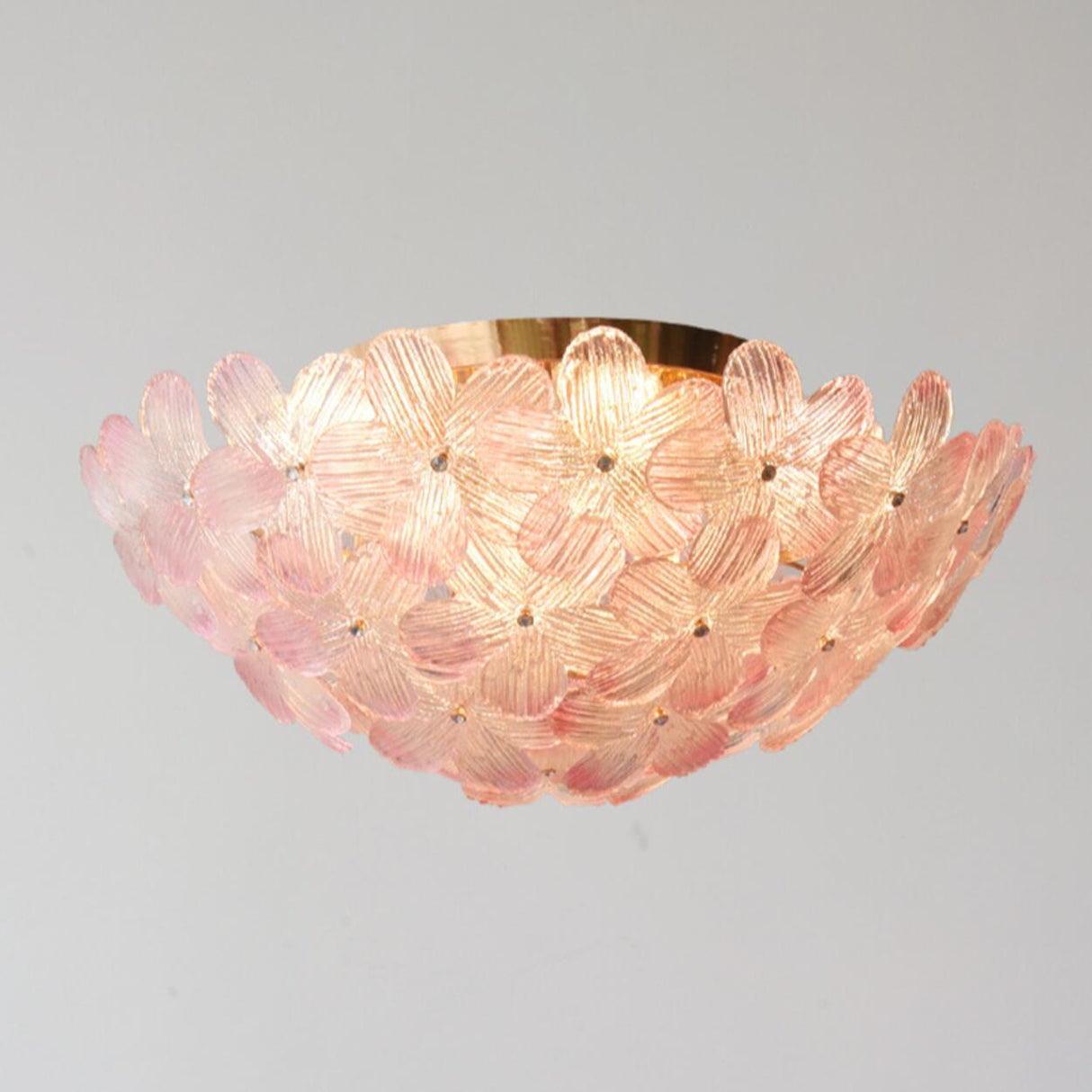 Living Room Elegant Flower Glass Flush Mount Light Image - 19