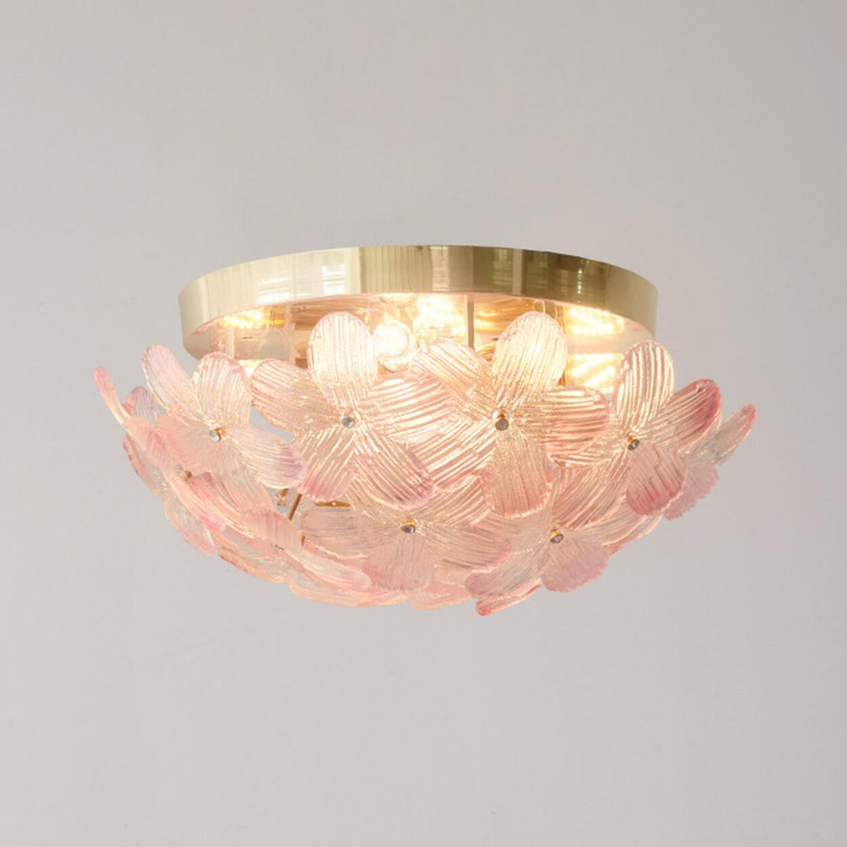 Living Room Elegant Flower Glass Flush Mount Light Image - 20