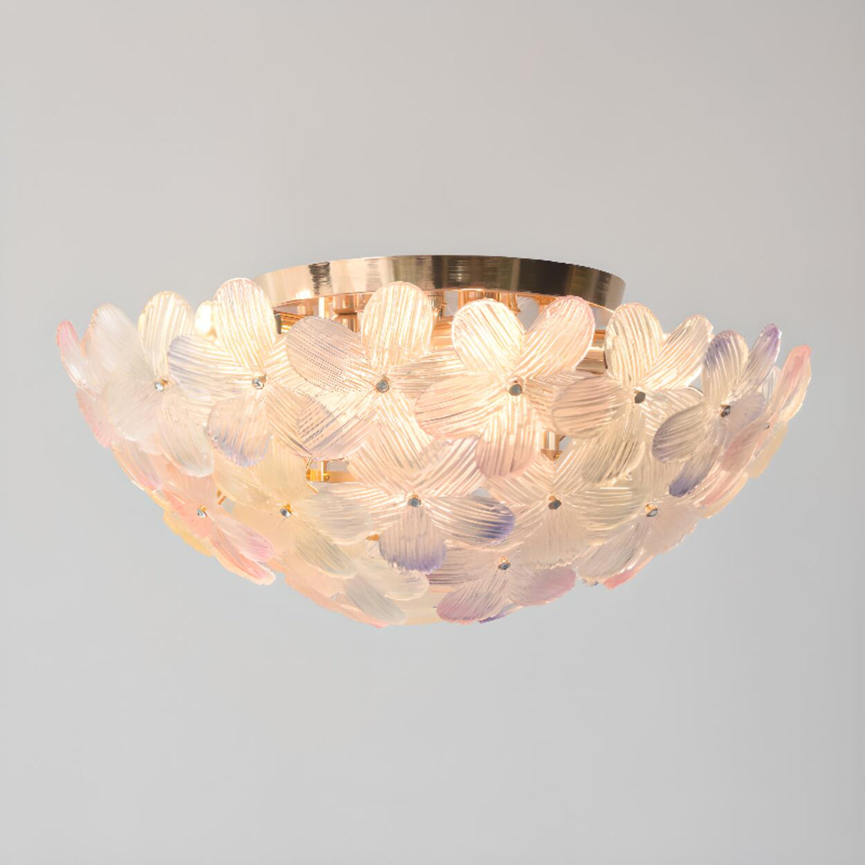 Living Room Elegant Flower Glass Flush Mount Light Image - 22