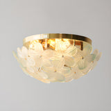 Living Room Elegant Flower Glass Flush Mount Light Image - 23