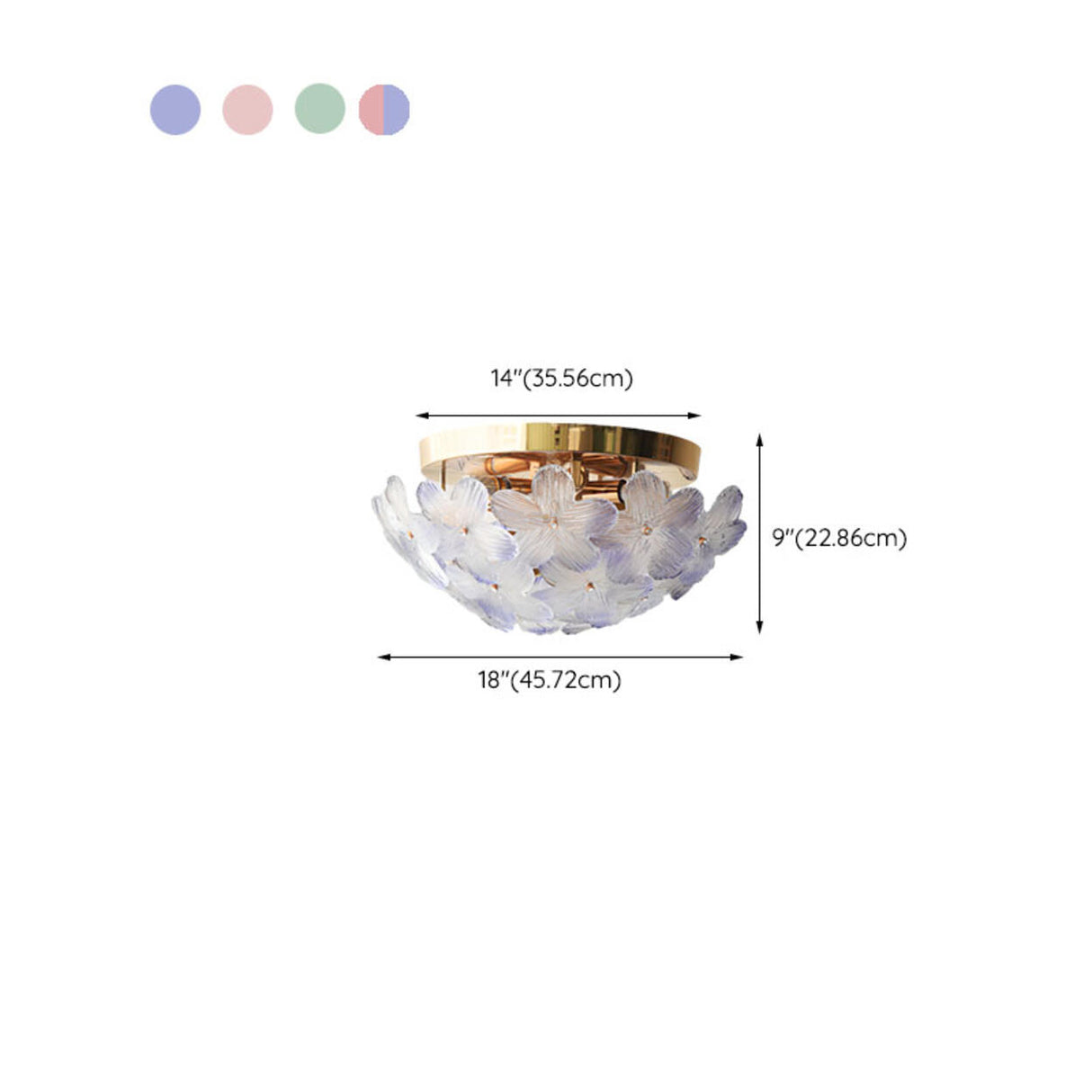 Living Room Elegant Flower Glass Flush Mount Light 