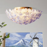 Living Room Elegant Flower Glass Flush Mount Light Image - 3