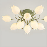 Living Room Elegant Fresh Floral Semi-Flush Mount Light Image - 17