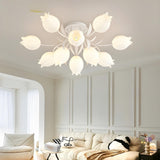 Living Room Elegant Fresh Floral Semi-Flush Mount Light Image - 18