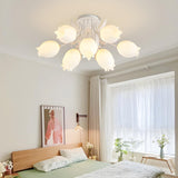 Living Room Elegant Fresh Floral Semi-Flush Mount Light Image - 3